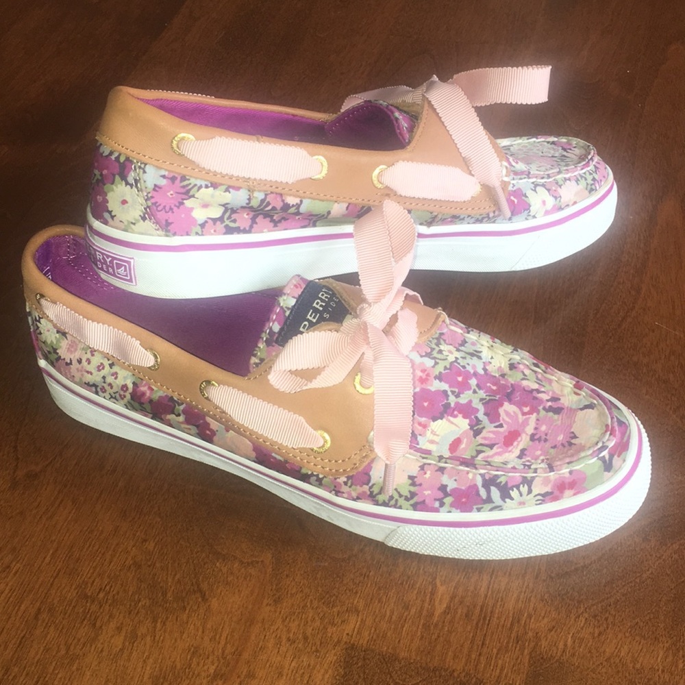 Sperry Pink Floral Sailor Boat Shoe - size 7